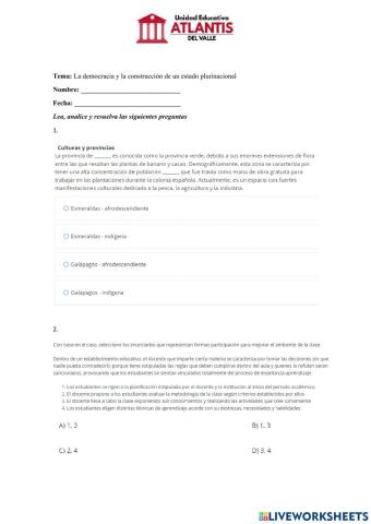 La democracia y la construcción de un estado plurinacional