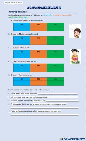 Modificadores del sujeto