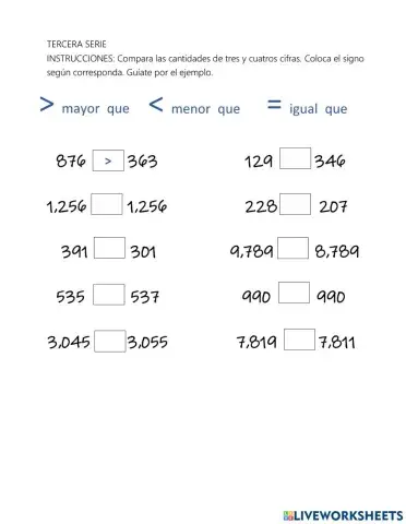 Comparación de números