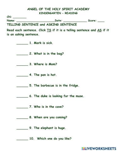 Telling and asking sentence