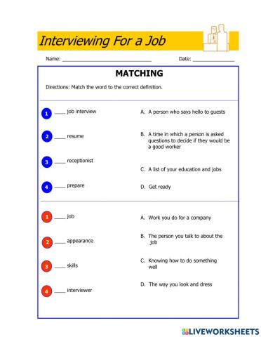 Interviewing for a Job-Matching