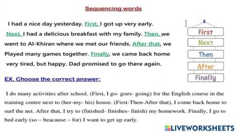 Unit 8 sequence words