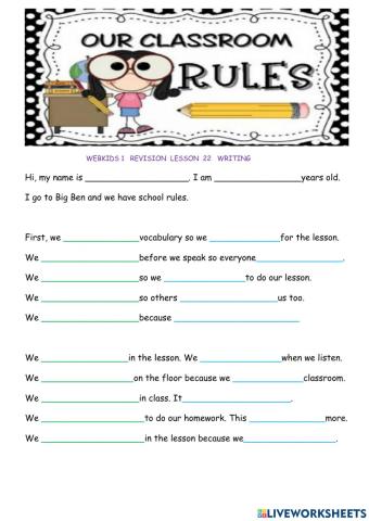 Webkids 1 classroom rules