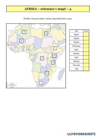 AFRIKA - orientace v mapě 4