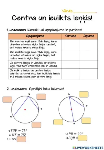 Centra un ievilkts leņkis