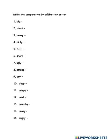 Comparatives -ier and -er