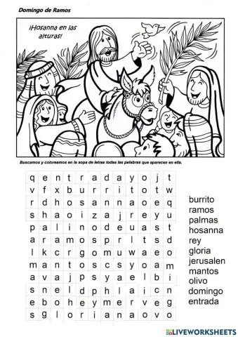 Sopa de letra religi'on