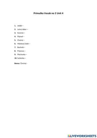 Prima Vocab no 2 Unit 4