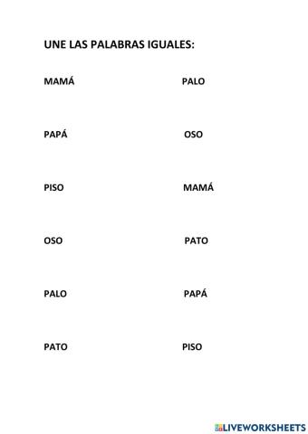 Une palabras iguales