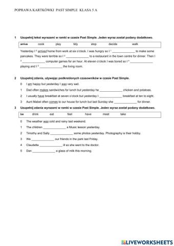 Past simple- porawa klasa 5