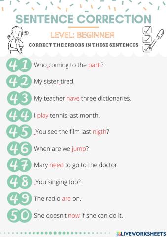 Sentence correction 4 (beginner)