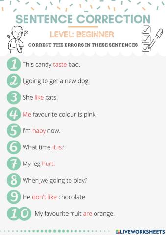 Sentence correction 1 (beginner)