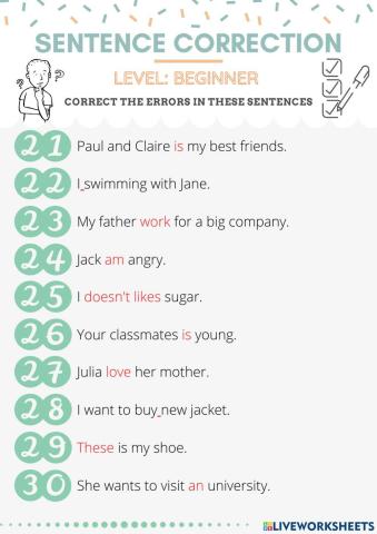 Sentence correction 3 (beginner)