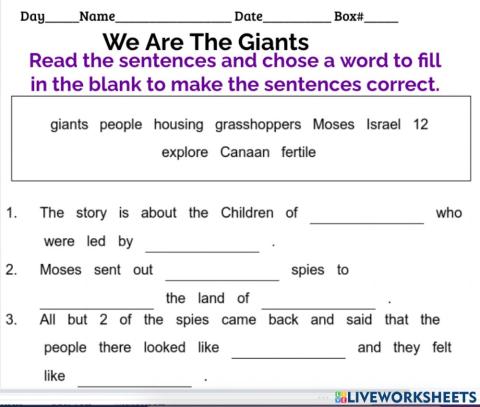 We Are Giants Fill the Blank