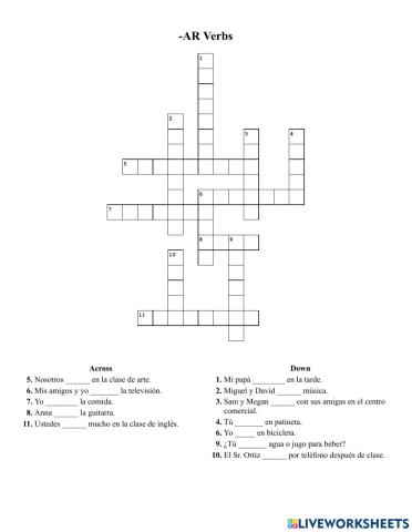 -ar verb crossword puzzle