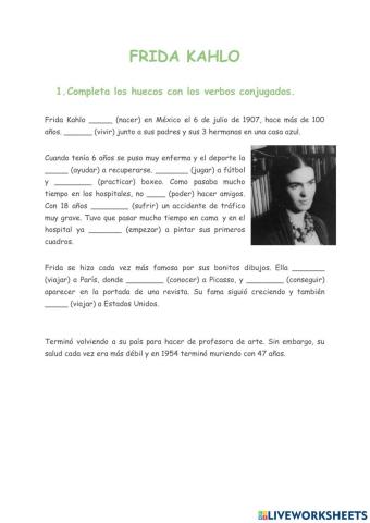 Biografía Frida Kahlo: verbos