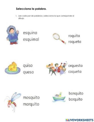 Selecciona la palabra correcta.