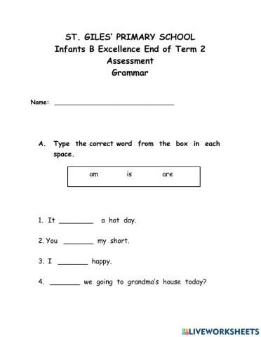 Grammar End of Term 2 Assessment
