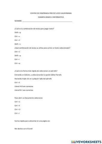 Combinacion de teclas