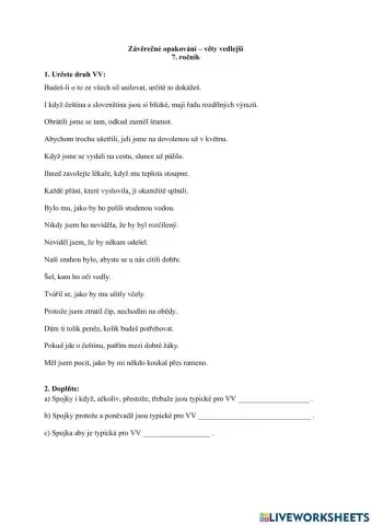 Druhy vedlejších vět