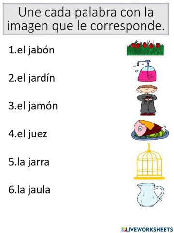 Vocabulario de la letra Jj