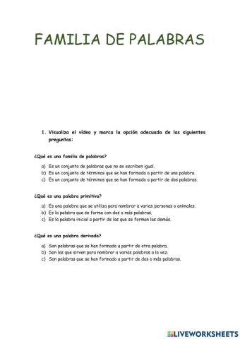 Familia de palabras