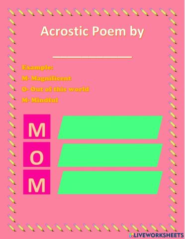 Acrostic Poem Mom