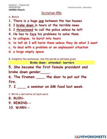 Access 4. -Dictation 45 B. D class