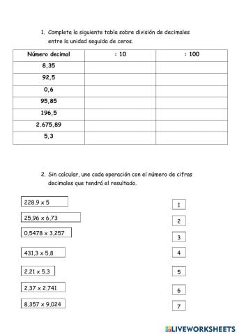Repaso operaciones decimales (II)