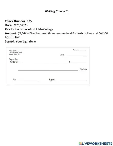 Writing Checks 2