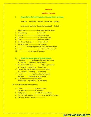 Indefinite Pronouns