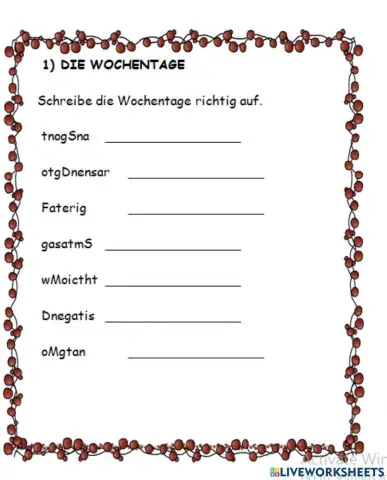 Die Wochentage