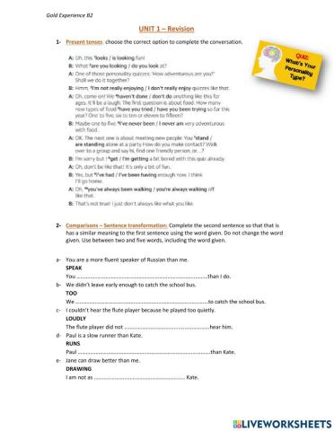 B2 - Present tenses and comparisons