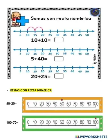 Rectas numéricas suma y resta