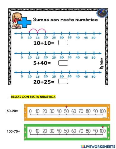 Rectas numéricas suma y resta