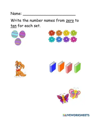 Number names from zero to ten
