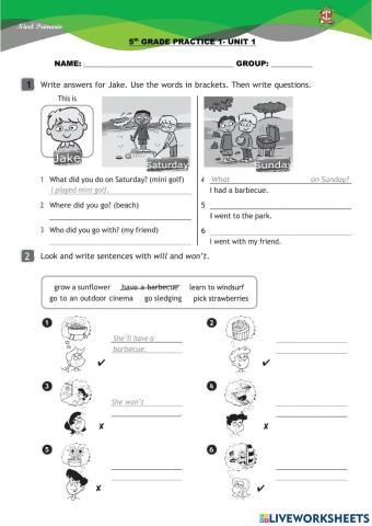 5th GRADE- UNIT 1- WORKSHEET 1