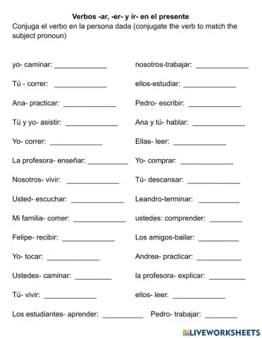 Los verbos regulares en el presente