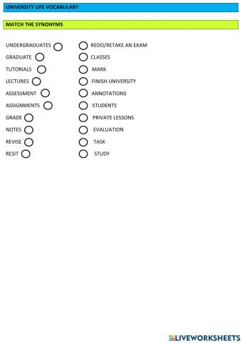 University vocabulary