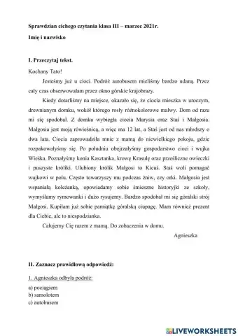 Sprawdzian cichego czytania