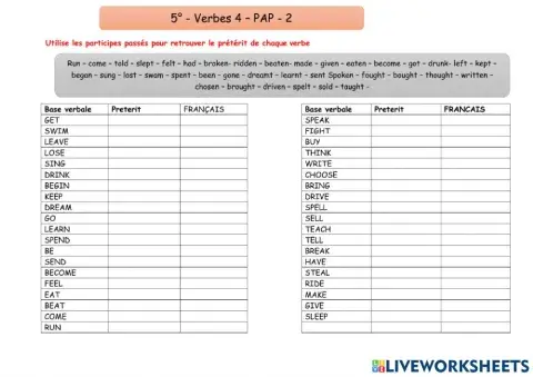 5° verbes 4 - PAP-2