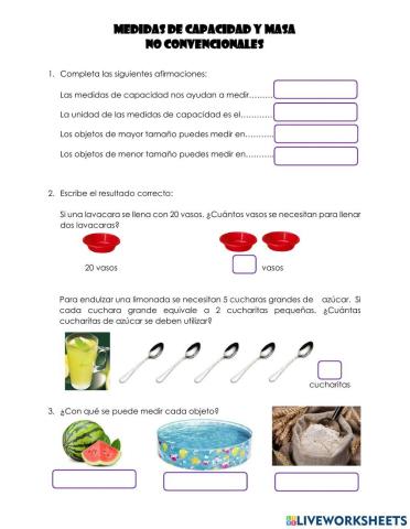 Medidas de capacidad y masa no convencionales