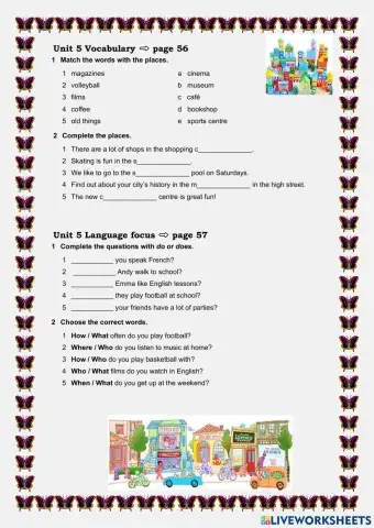 English Plus Starter Five minute test Unit 5