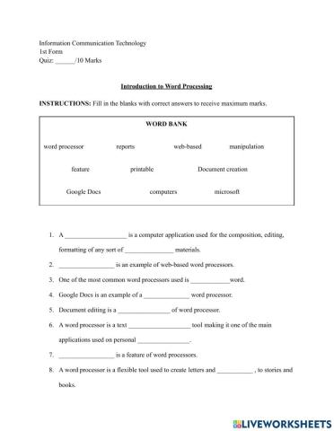 Introduction to word processing
