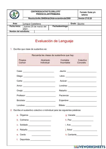 El sustantivo y el adjetivo.