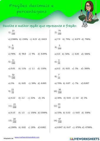 Frações e percentagens