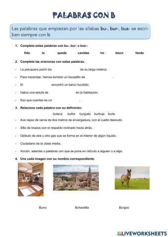Palabras con b
