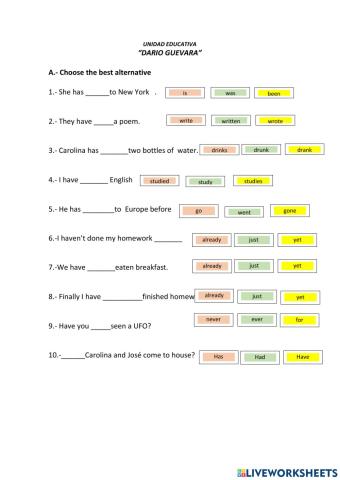 Present Perfect Review