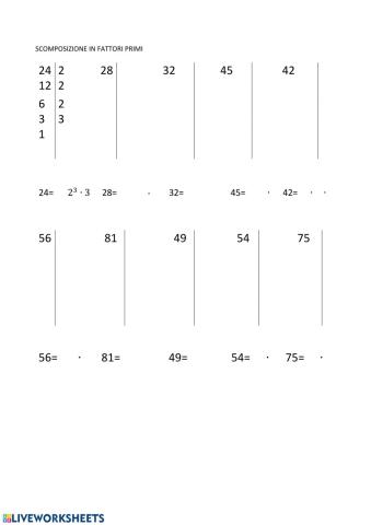 Scomposizione in fattori primi