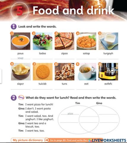 Exercise about food and drink